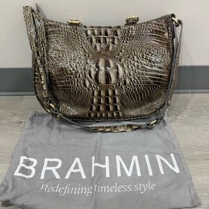 Brahmin Bag Shoulder in Melbourne Leather Tan Taupe Brown